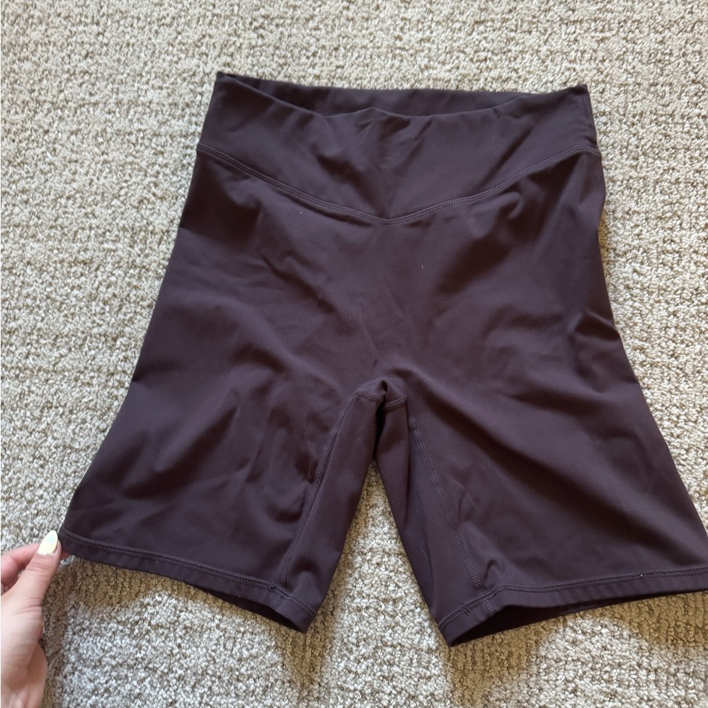 Women's Brown High-Waisted Biker Shorts
